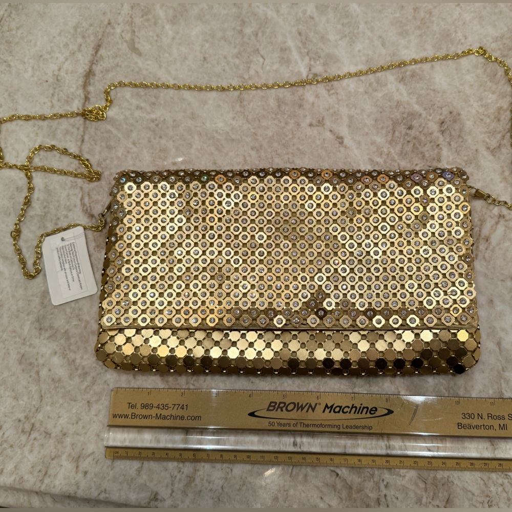 Gold Sequin Chain Bag